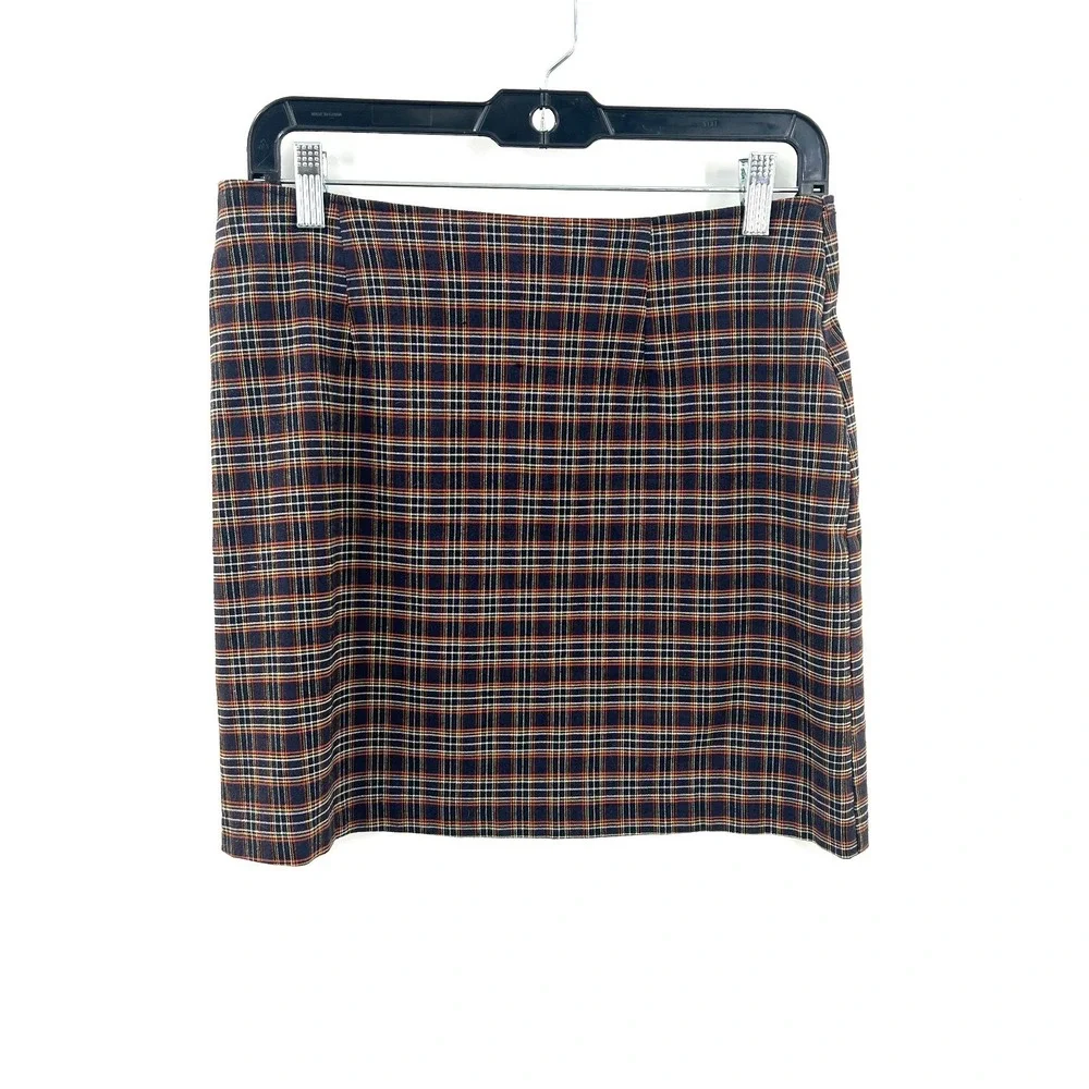 vintage y2k plaid mini‎ skirt B'way Jrs preppy school girl academia brown 13 29